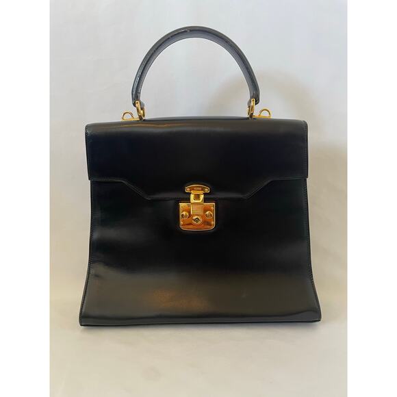 VTG Authentic Gucci Lady Lock 2Way Leather Top Leather Handbag 90s Y2K Old Money - Picture 3 of 16